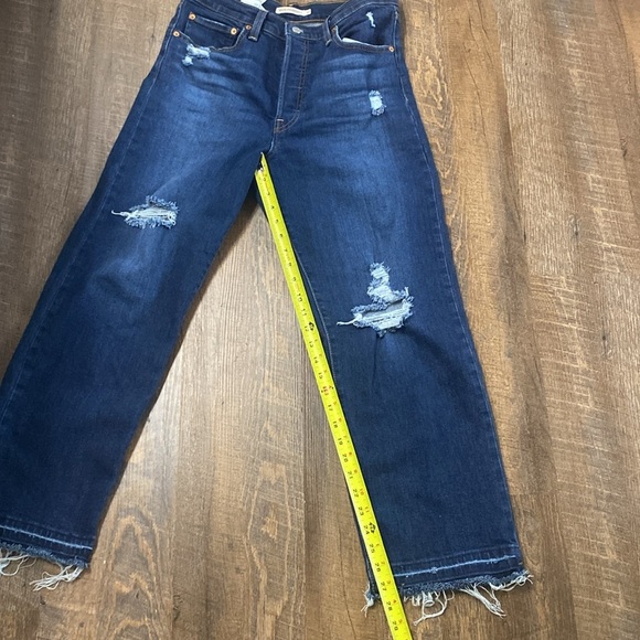 LEVI’S PREMIUM 501 RIBCAGE STRAIGHT ANKLE UNDONE HEM FOR FREE PEOPLE LUXEDENIM - Picture 10 of 14